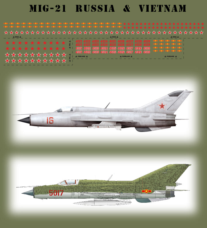 *DECALS* Mig-21 Red For Russian & Vietnam War