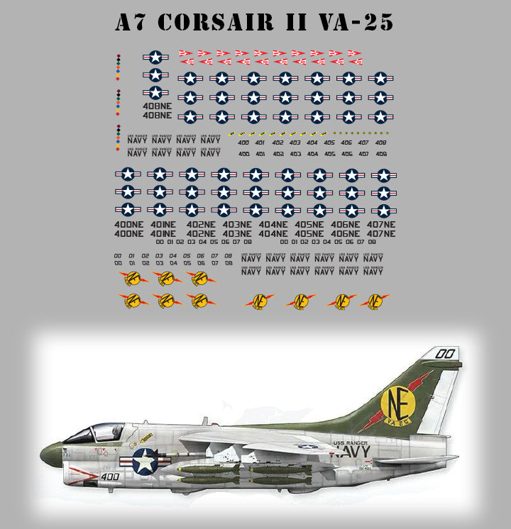 *DECALS* A7 Corsair II, VA-25 “Fist of the Fleet”