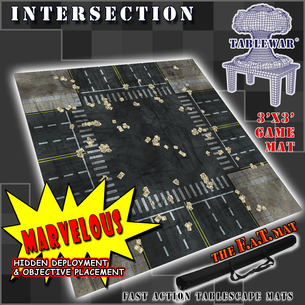 3x3 'Intersection' F.A.T. Mat Battle Gaming Mat