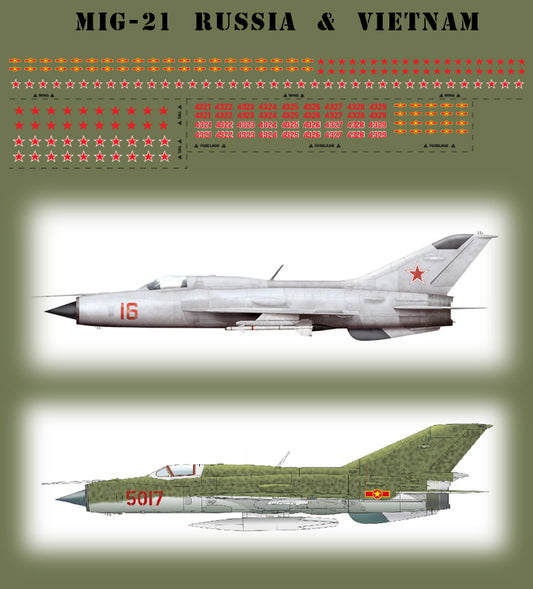 *DECALS* Mig-21 Red For Russian & Vietnam War