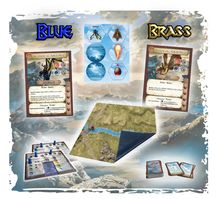 DragonStrike Blue & Brass + Expansion Mat (no miniatures, tokens only)