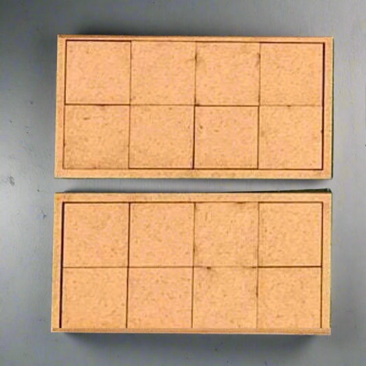 Pair of 20mm Square "Sharp Practice" Rank & File Trays (8 Figure)  4/4 Linear